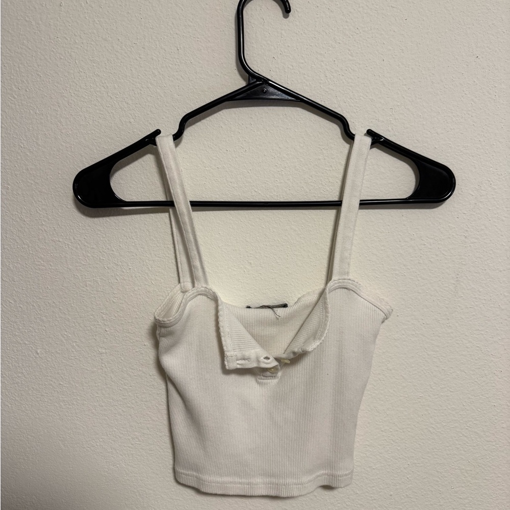 Brandy melville White Ribbed Crop Tank
